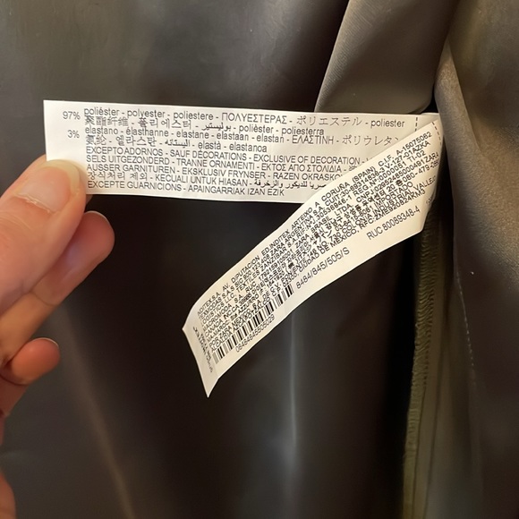 ZARA | NWT Satin Effect Beaded Slip Midi Dress in Khaki/Olive Green, Size Small - Picture 10 of 12